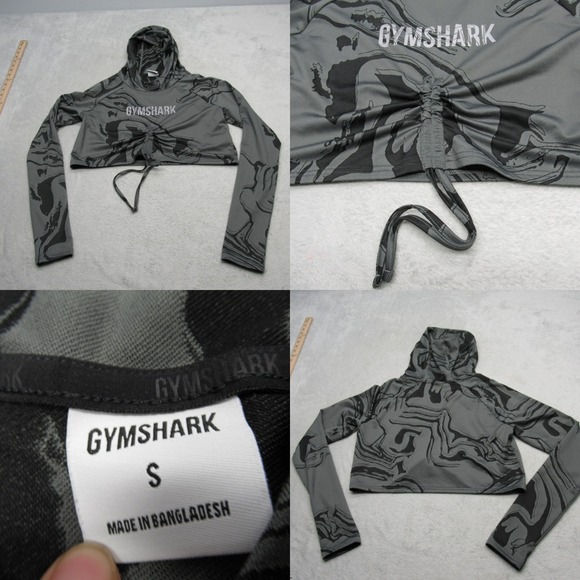 Gymshark Tops - Gymshark Cropped Hoodie Womens Small Gray Cinched Hem Pullover Sweatshirt‎